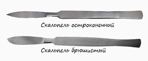 скальпель остроконечный и брюшистый скальпели остроконечный и брюшистый